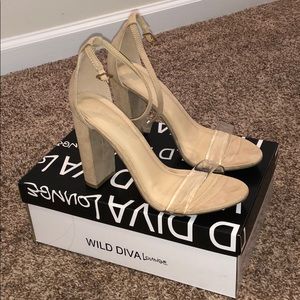 BRAND NEW A’gaci 4” Heels - Clear & Nude